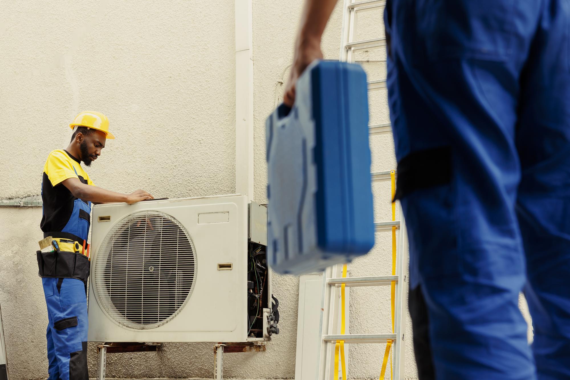 Residential air conditioning installation in a Las Vegas home.