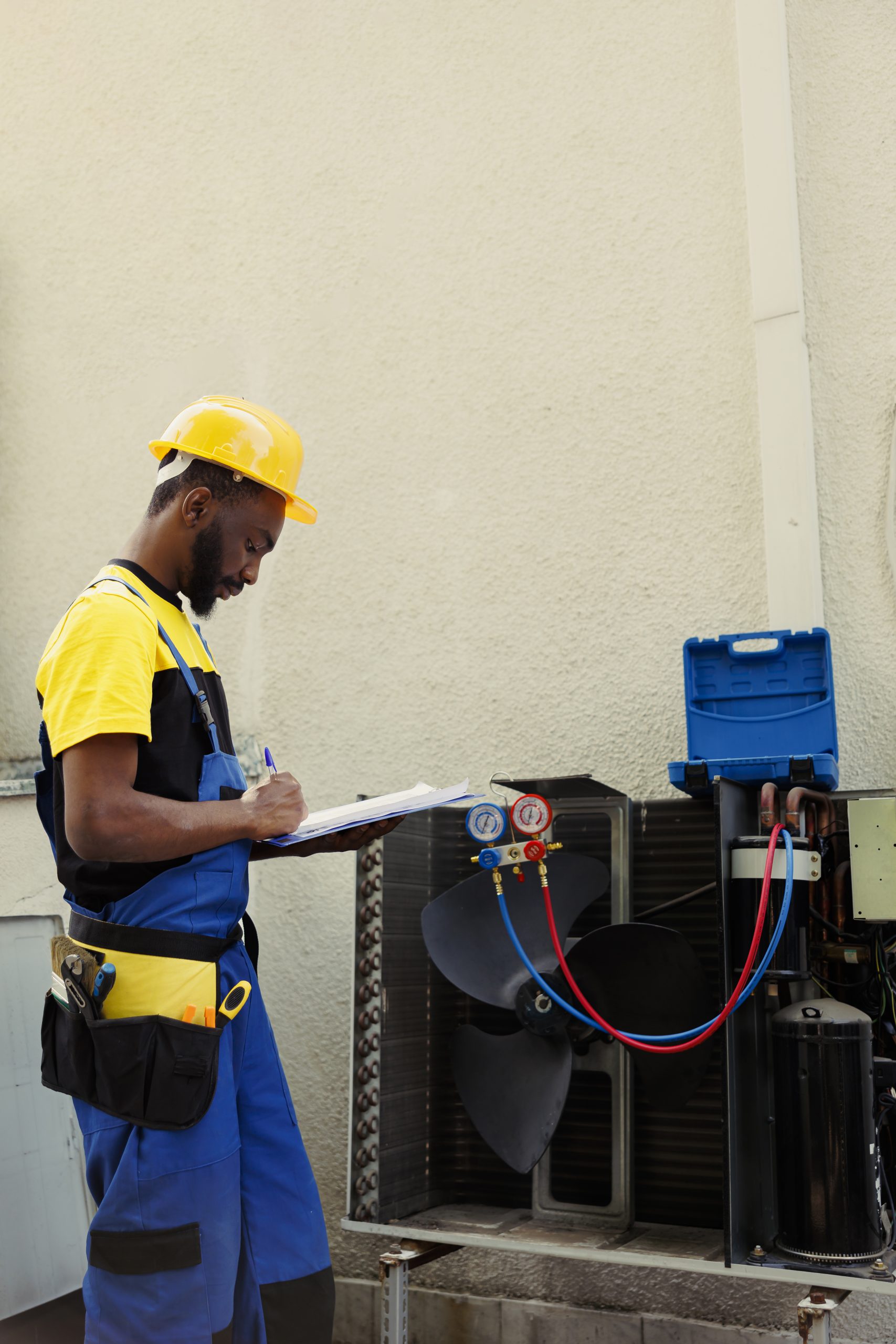 Las Vegas homeowner receiving an AC tune-up for energy efficiency.